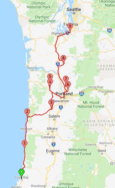 2018 Route Coos Bay to Jim Creek
