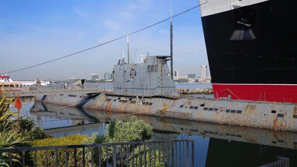 Soviet Submarine next to Queen Mary