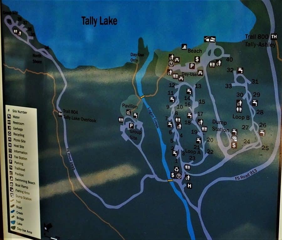 Campsite Review: Tally Lake Campground North is at the left side of the map