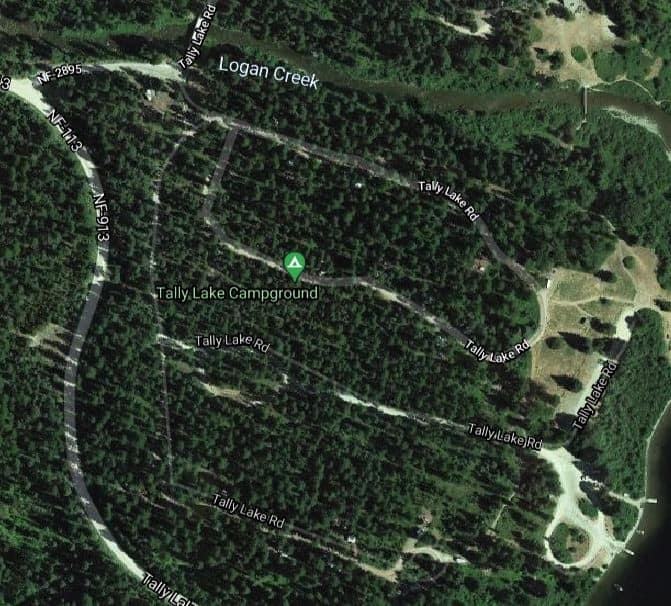 Tally Lake Campground Satellite View