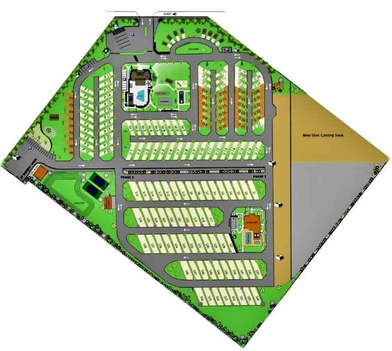 Mountain Valley RV Resort Layout highway 40 at the top