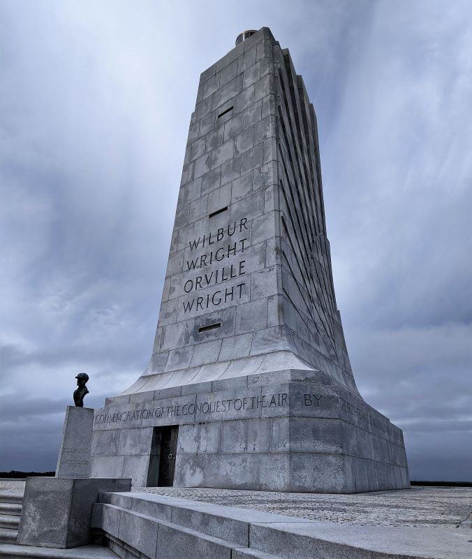 The Wright Brothers First Powered Flight Monument on the top of Big Kill Devil Hill.