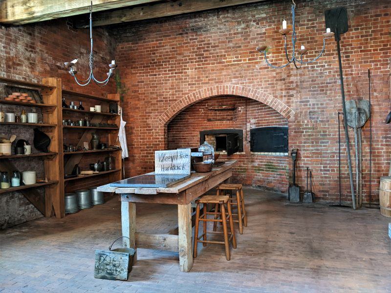 The kitchen at Fort Clinch with ovens at the back.