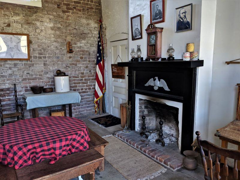 Inside an room at Fort Clinch depicting decorations after the Civil War.