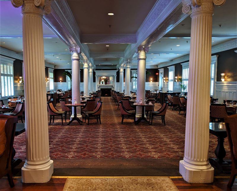 The main dining room at the Jekyll Island Club.