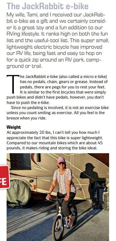 Clip from Escapees Article JackRabbit Ebike page 2