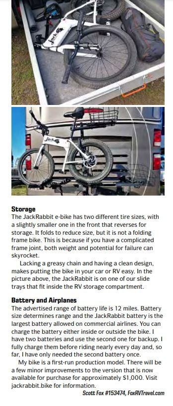 Clip from Escapees Article JackRabbit Ebike page 2