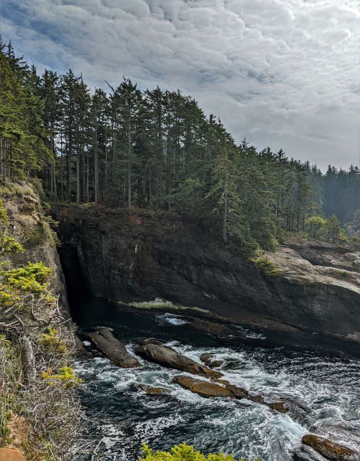 This picture looks to the southwest at the end of the Cape Flattery Lighthouse Trail.