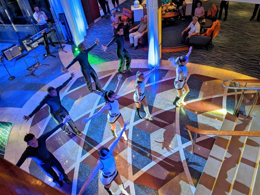 Our cruise ship's professional dancers gave us a great show on the main dance floor before dinner one evening.