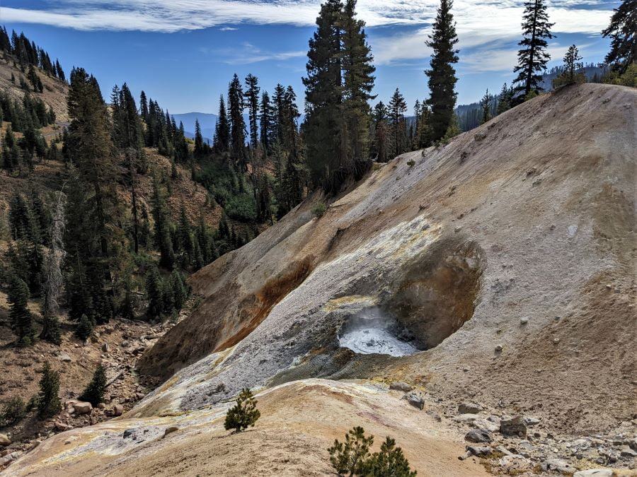A mud pot of boiling water inside Lassen National Park near Supans Sulfer Works mining site.