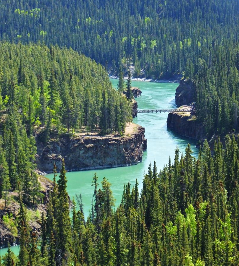 The suspension bridge at Miles Canyon over the Yukon River.