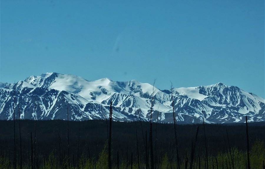 Even during the first week of June the snow on these mountains doesn't seem in any hurry to melt.