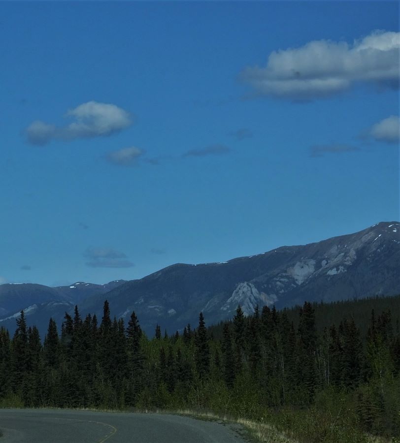 A view of the Rocky Mountains on the Alaska Highway near Watson Lake.