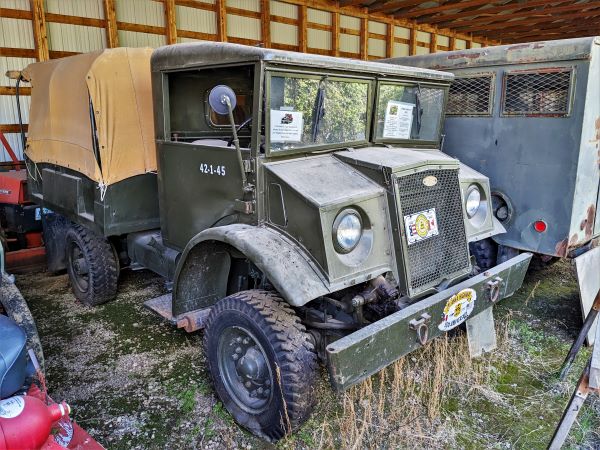 This is a photo of a 1942 Canadian Military truck used in construction of the Alaska Highway.