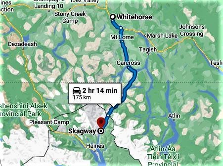 Train route from Skagway to Whitehorse
