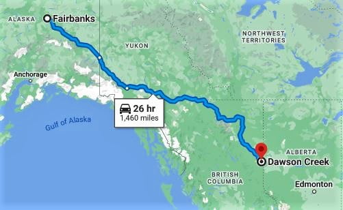 The Alaska Highway from Dawson Creek to Fairbanks