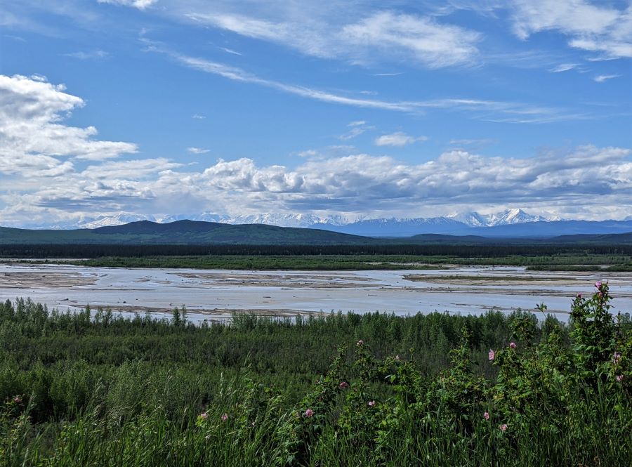 The Delta River bottom with a view of the Alaska Range south of Delta Junction.