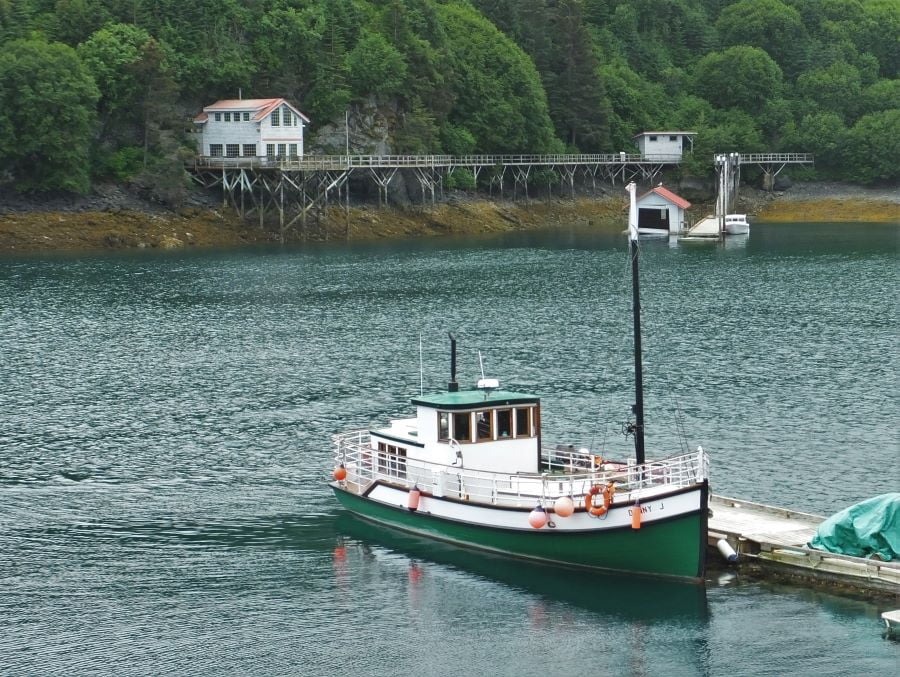 The Danny J. docked at the Saltry Restaurant.