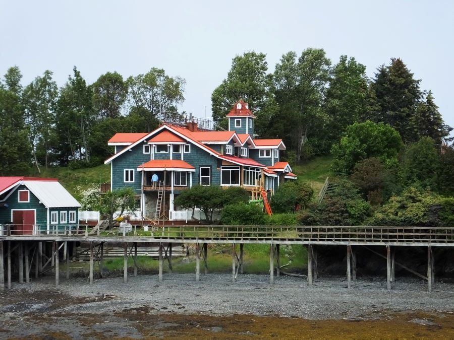 This grand house at Halibut cove was getting some work done.