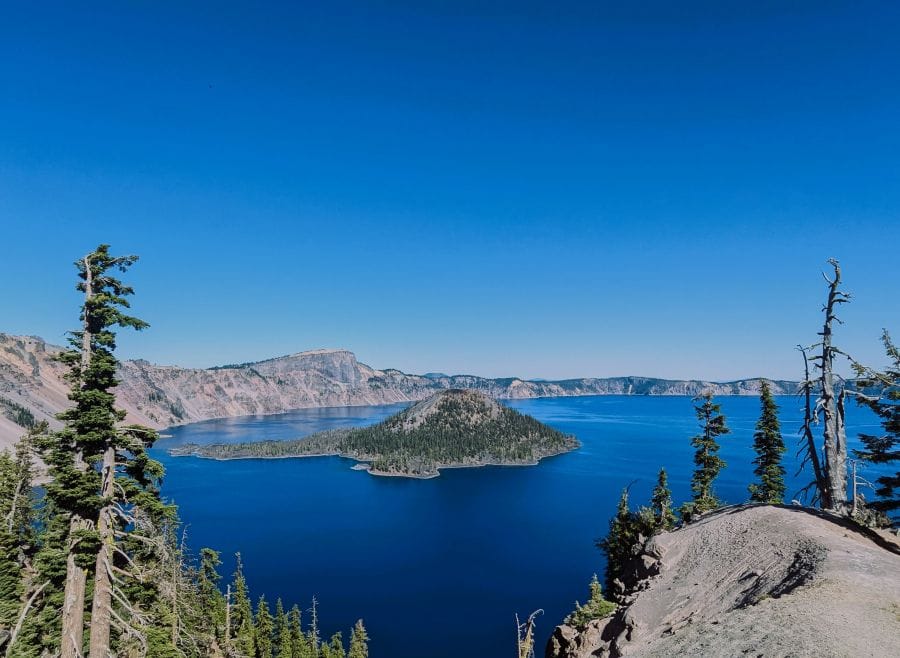 Wizard Island looking towards the north across Crater Lake.
