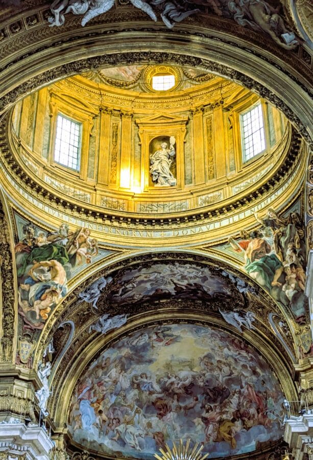 Beautiful art at the Church of the Gesù in Rome. 4 Inside the Church of the Gesù mother church of the Jesuits In Rome. Photo from FoxRVTravel article Beautiful art at the Church of the Gesù in Rome..