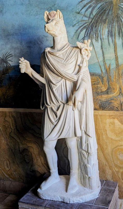 The Strange Egyptian Room at the Vatican Museum 3 Statute of the god Anubis. In the Egyptian room at the Vatican Museum. Anubis is is the god of funerary rites, protector of graves, and guide to the underworld. Photo from FoxRVTravel article The Strange Egyptian Room at the Vatican Museum