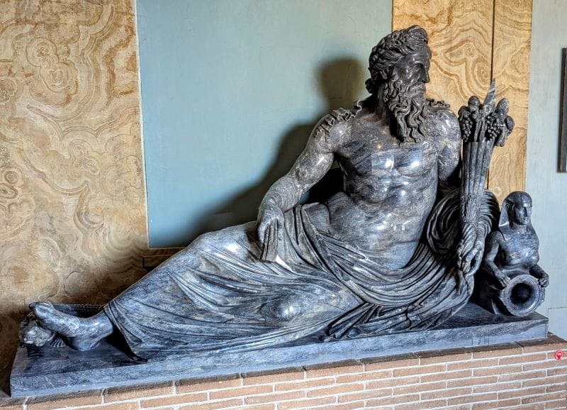 Roman statue of the God of the Nile in the Vatican Museum.  From FoxRVTravel article Roman Statues in the Vatican Museum. 