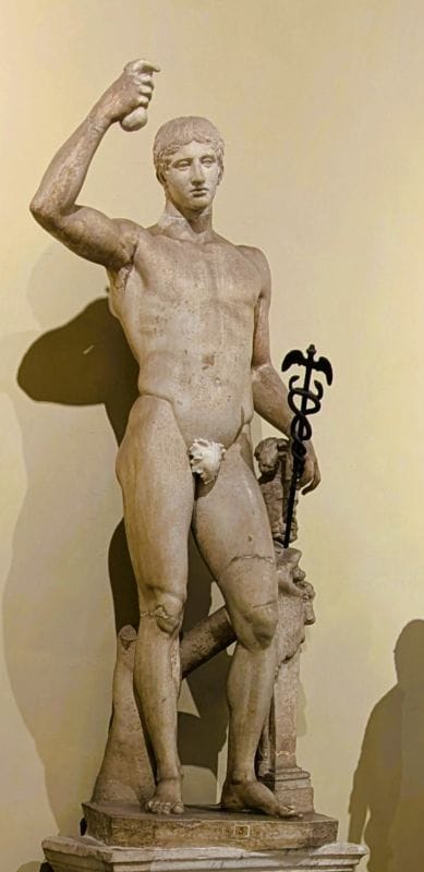 Roman statue of Mercury in the Vatican Museum.  From FoxRVTravel article Roman Statues in the Vatican Museum. 