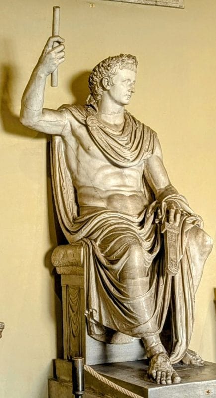 Roman statue with the attached head of Tiberius in the Vatican Museum.  From FoxRVTravel article Roman Statues in the Vatican Museum. 