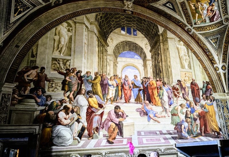 Splendid frescos in the Vatican Museum 4 The School of Athens fresco by Raphael.  Photo from FoxRVTravel article Splendid frescos in the Vatican Museum