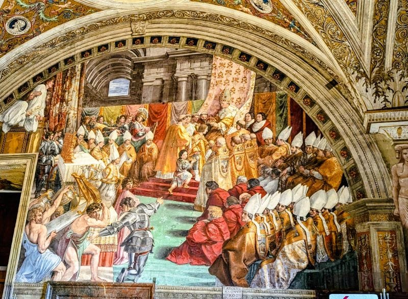 Splendid frescos in the Vatican Museum 3 The Coronation of Charlemagne by Raphael. Photo from FoxRVTravel article Splendid frescos in the Vatican Museum