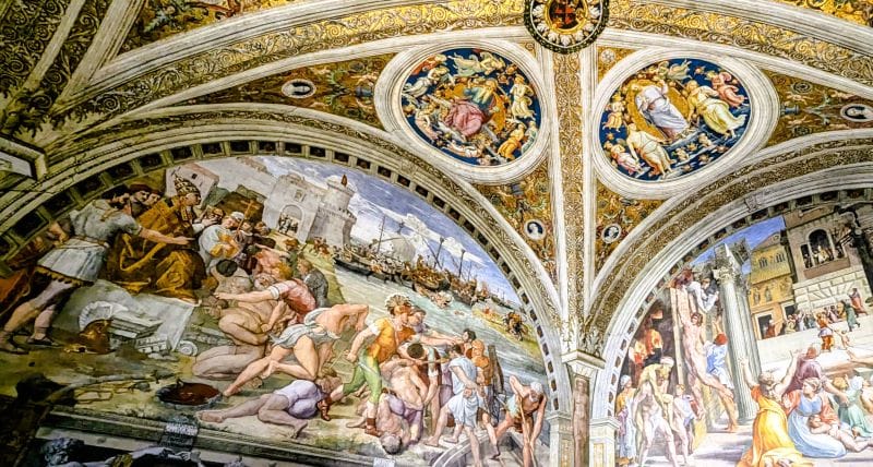 Stunning Ceiling Frescos in the Vatican Museum 3 Raphael's Constantine room ceiling frescos in the Vatican Museum. Photo from FoxRVTravel article Stunning Ceiling Frescos in the Vatican Museum