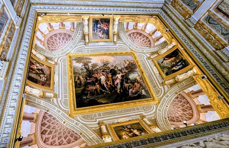 Masterpiece frescos in the Borghese Gallery 14 Ceiling in the Paolina Hall in the Galleria Borghese. Photo from FoxRVTravel Masterpiece Frescos in the Borghese Gallery.