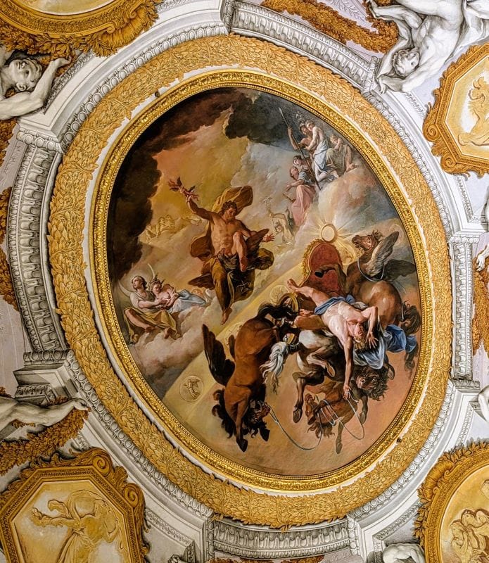 Masterpiece frescos in the Borghese Gallery 12 "Hall of the Sun" in the Galleria Borghese, also known as "Hall of David", features a painting on its vault depicting the fall of Phaethon in the Borghese Gallery. Photo from FoxRVTravel Masterpiece Frescos in the Borghese Gallery.