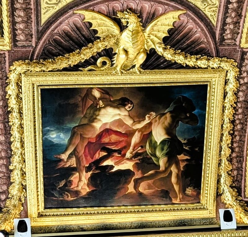 Masterpiece frescos in the Borghese Gallery 7 "The death of Hercules" by Christoph Unterberger, Morte di Ercole, 1784-86 Photo from FoxRVTravel Masterpiece Frescos in the Borghese Gallery.