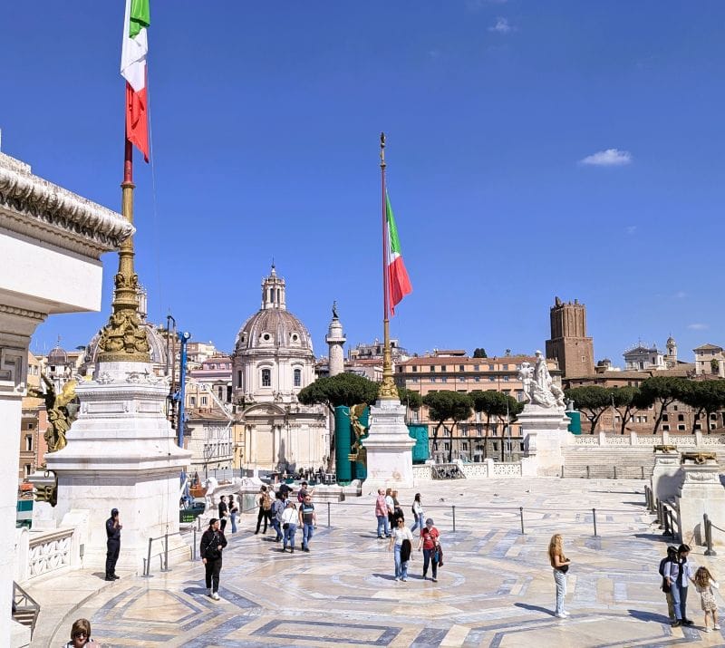 Monument of Victor Emmanuel II di Savoia in Rome 5 Victor Emmanuel II National Monument in the background is the Church of Saints Luca and Martina. The monument is made of bricks and covered with marble. Overall the monument covers a huge hillside. Photo from FoxRVTravel Monument of Victor Emmanuel II.