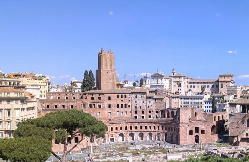 Monument of Victor Emmanuel II di Savoia in Rome 23 The "Tower of the Militia" as viewed from the top of the Monument of Victor Emmanuel II. Trajan's Market is in the lower part of the photo. This photo from FoxRVTravel Monument of Victor Emmanuel II.