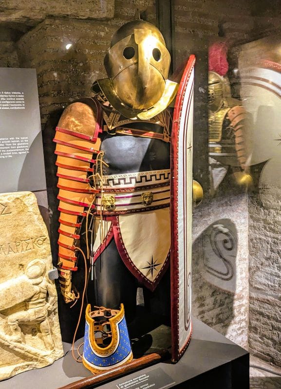 One of the gladiator armored suits you can see if you take the underground tour of the Colosseum. Photos are from FoxRVTravel article "The Roman Colosseum."