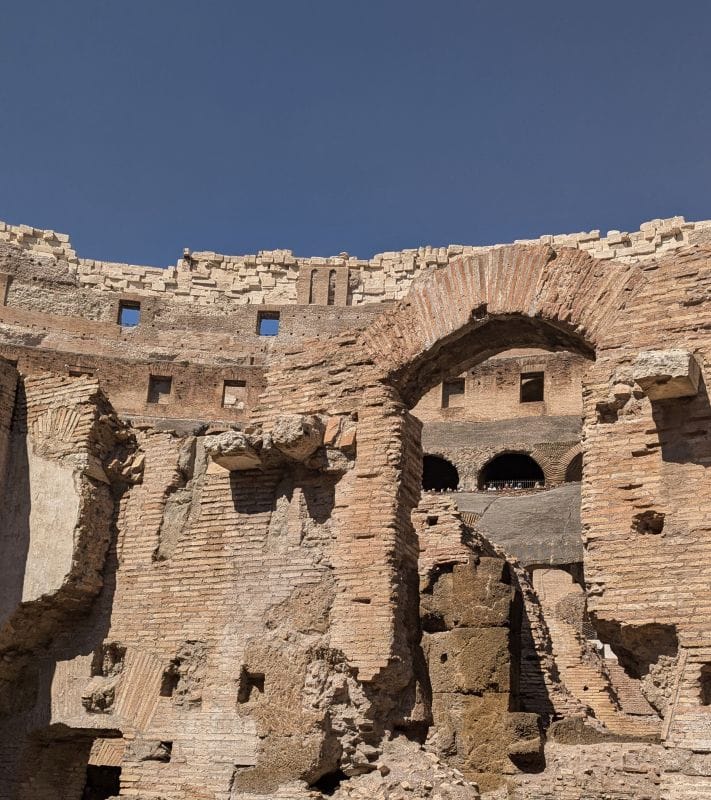 I am amazed by the brickwork in the Colosseum. Everything above ground level in the Colosseum was covered with a layer of marble. Photos are from FoxRVTravel article "The Roman Colosseum."