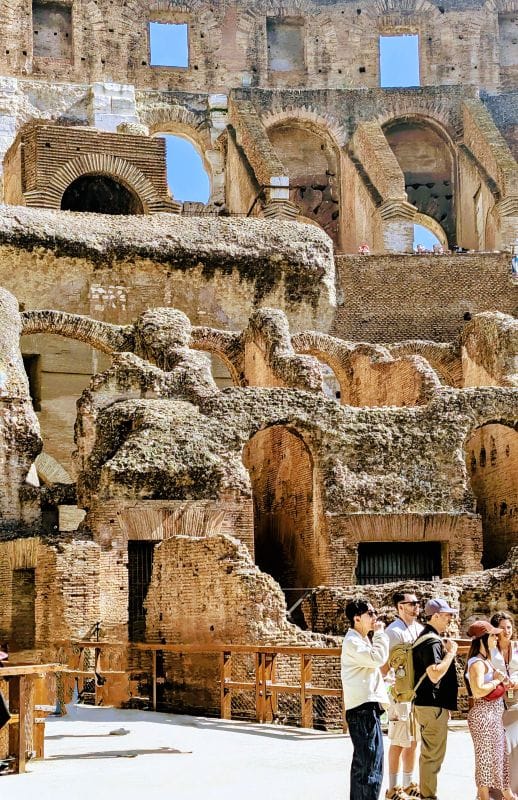 The Romans perfected the arch to create holes in the walls. These brick arches have been here for 2000 years. Photos are from FoxRVTravel article "The Roman Colosseum"
