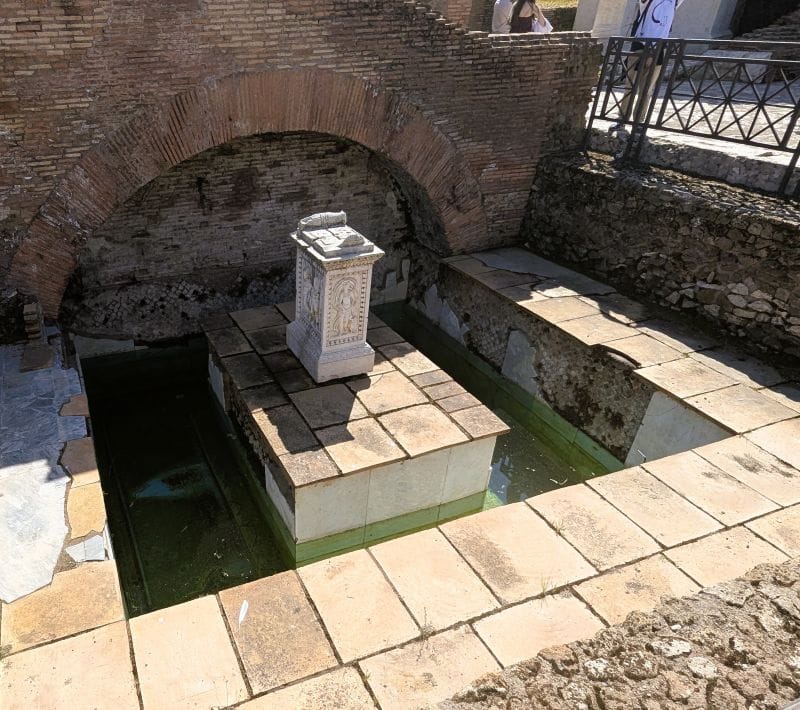 House of the Vestal Virgins' and bath (in this photo) . The task of the Vestal Virgins was to keep the holy flame burning night and day. The Romans feared that if the flame were to go out then Rome would fall. Photos are from the FoxRVTravel article “The Roman Forum.”