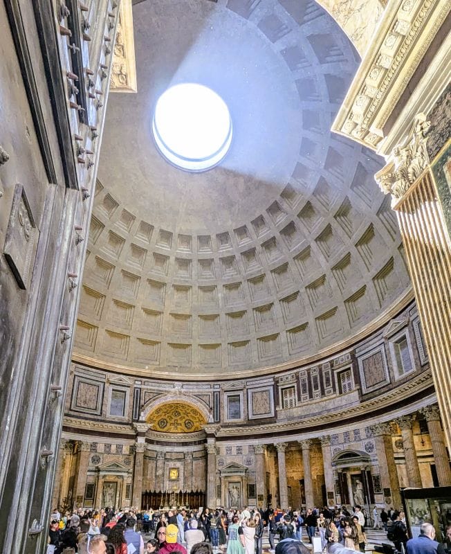 The Pantheon is amazing 8 The concrete at the top of the dome is much thinner and made from lighter materials than the concrete at the bottom. The photos are from the FoxRVTravel article “The Pantheon is Amazing.”