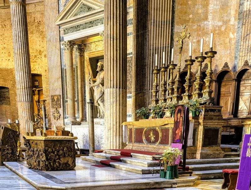 The Pantheon is amazing 10 Emperor Phocas gave the Pantheon to the Pope, who then rededicated it as Sancta Maria ad Martyres  (St. Mary of the Martyrs).The photos are from the FoxRVTravel article “The Pantheon is Amazing.”
