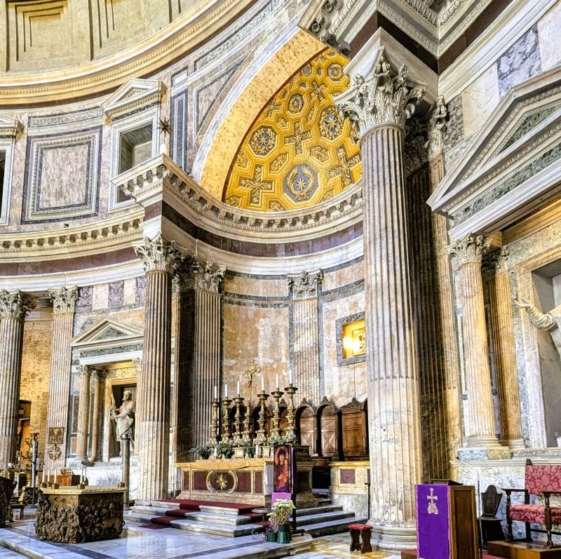 The Pantheon is amazing 9 A view of the main alter of the Pantheon converted into a church. designed by Alessandro Specchi. The photos are from the FoxRVTravel article “The Pantheon is Amazing.”