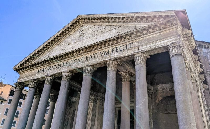 The Pantheon is amazing 3 The columns were imported from Egypt. Unlike other famous Roman columns, which were clad in marble, these columns are solid granite. Photos are from the FoxRVTravel article “The Pantheon is Amazing.”