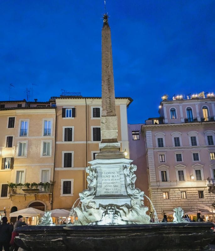The Pantheon is amazing 5 The obelisk, part of the fountain in front of the Pantheon is an ancient Egyptian monolith. Photos are from the FoxRVTravel article “The Pantheon is Amazing.”