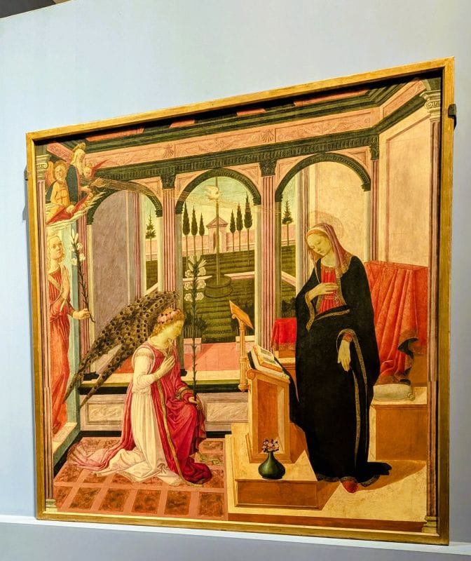 Renaissance paintings at the Gallery of the Academy 3 The announcement by Domenico di Zanobi and Filippino Lippi Tempera on wooden panel, 1460-1475 Photo from FoxRVTravel article "Renaissance paintings at the Gallery of the Academy"