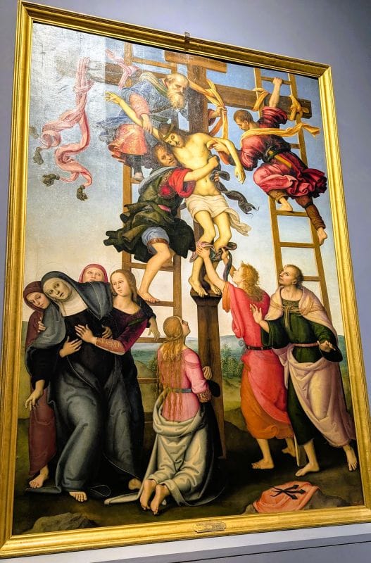 Renaissance paintings at the Gallery of the Academy 4 Descent from the Cross by Filippino Lippi, Pietro Vannucci detto Perugino Oil on panel, 1503-1507 Photo from FoxRVTravel article "Renaissance paintings at the Gallery of the Academy"