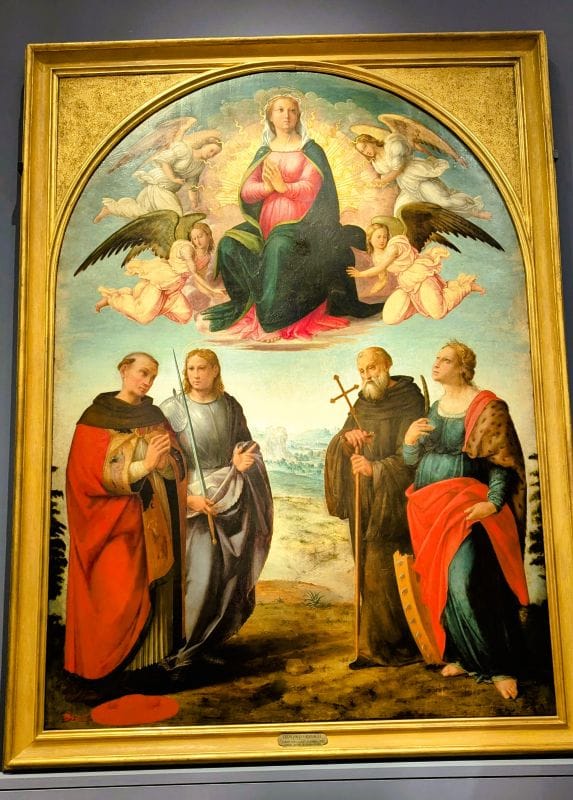 Renaissance paintings at the Gallery of the Academy 10 The Assumption of the Virgin with Saints by Bernardo degli Uberti,Oil on panel, c. 1520-1522 Photo from FoxRVTravel article "Renaissance paintings at the Gallery of the Academy"