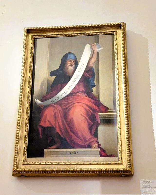 Renaissance paintings at the Gallery of the Academy 14 The prophet Job by Fra Bartolomeo 1514 - 1516 Oil on wood panel Photo from FoxRVTravel article "Renaissance paintings at the Gallery of the Academy"
